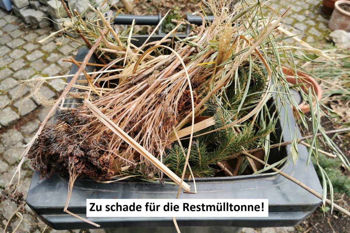 Falsch befüllte Restmülltonne