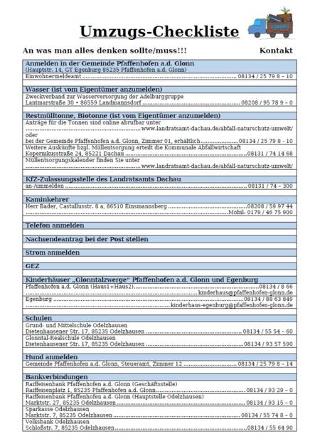 Checkliste Umzug Privat Pdf