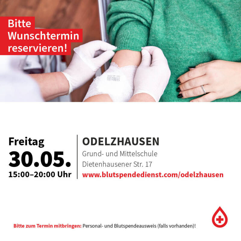 Blutspenden in Odelzhausen am 30.05.2025